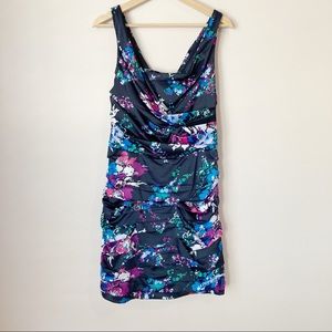 Express cocktail dress sz 10 navy floral satin